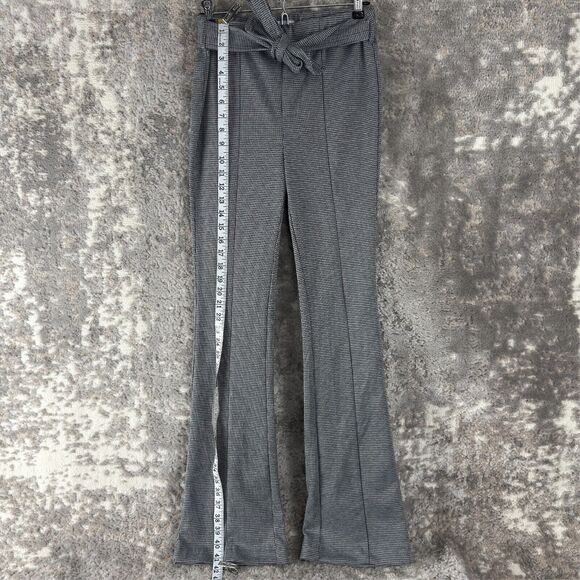 So Womens Size S Houndstooth Tie Front Black White Pants Casual Stretch - Picture 2 of 11